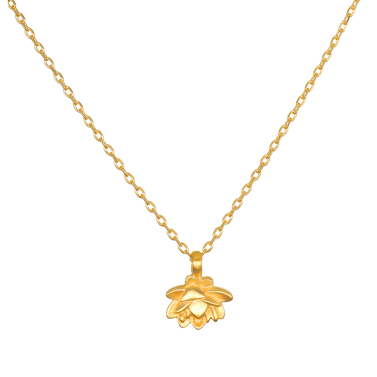 New Dawn Lotus Necklace featuring an 18kt gold plate lotus flower pendant, symbolizing new beginnings and transformation. This spiritual jewelry is perfect for meditation and serves as a talisman for protection and manifestation. Ideal for yoga enthusiasts and those seeking meaningful accessories that resonate with the energies of the sun and moon.