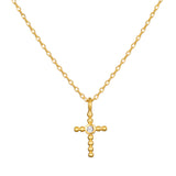 Honor Your Faith Cross White Topaz Necklace features a delicate beaded cross pendant, symbolizing spiritual devotion and clarity. This gold plate necklace is perfect for meditation, serving as a meaningful talisman for those on a journey of self-discovery and manifestation.