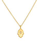 Protective Hand White Topaz Hamsa Necklace featuring a beaded hamsa hand pendant with a brilliant white topaz, symbolizing protection, clarity, and manifestation. Perfect spiritual jewelry for meditation, and a meaningful talisman for those who practice yoga and seek blessings.