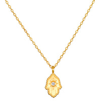 Protective Hand White Topaz Hamsa Necklace featuring a beaded hamsa hand pendant with a brilliant white topaz, symbolizing protection, clarity, and manifestation. Perfect spiritual jewelry for meditation, and a meaningful talisman for those who practice yoga and seek blessings.