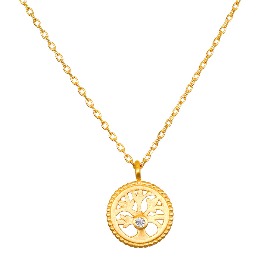 Firmly Rooted White Topaz Tree of Life Necklace