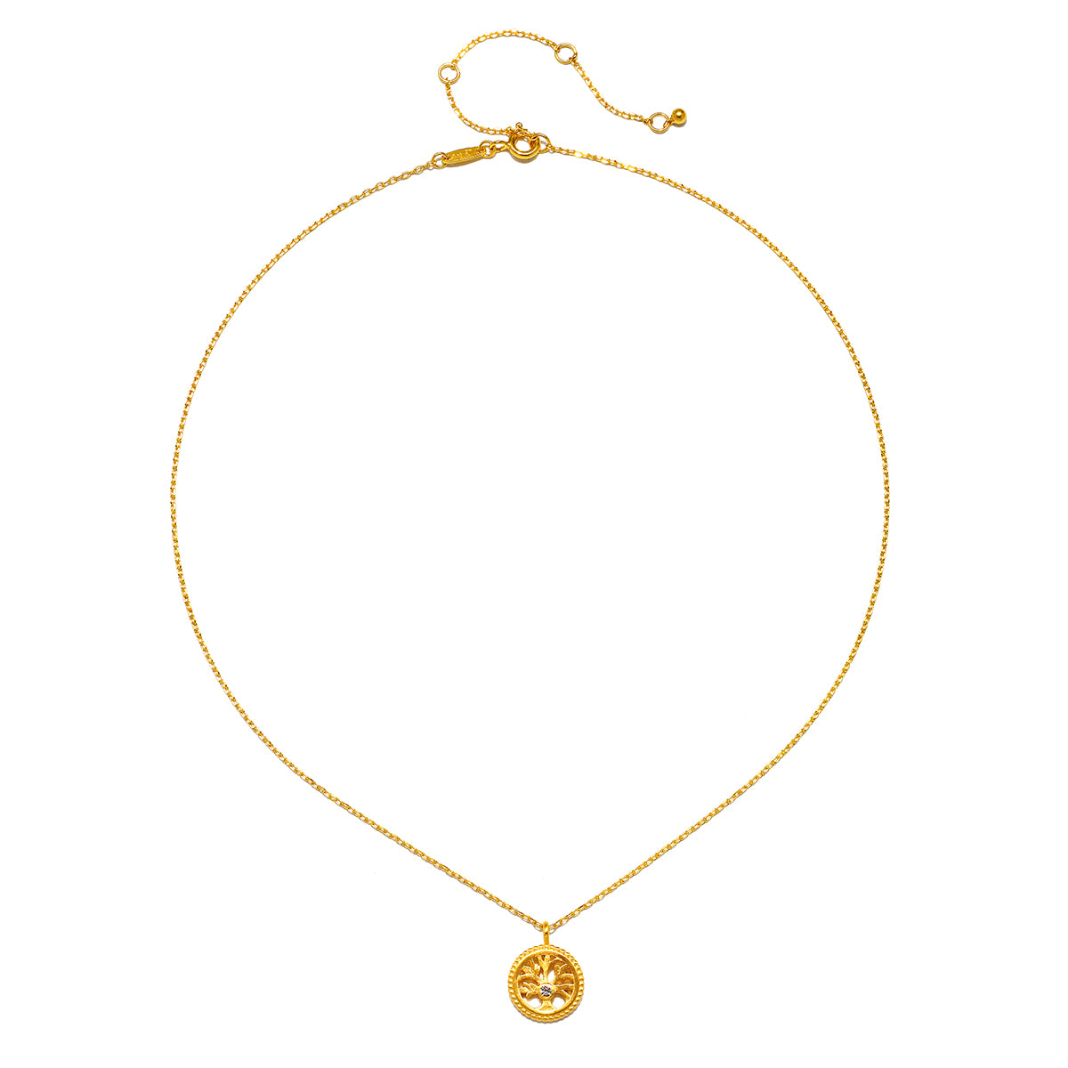 A close-up of the Firmly Rooted White Topaz Tree of Life Necklace emphasizing its intricate pendant. This meaningful talisman is designed for those seeking spiritual growth, meditation, and protection, while enhancing clarity and manifestation in their daily lives.