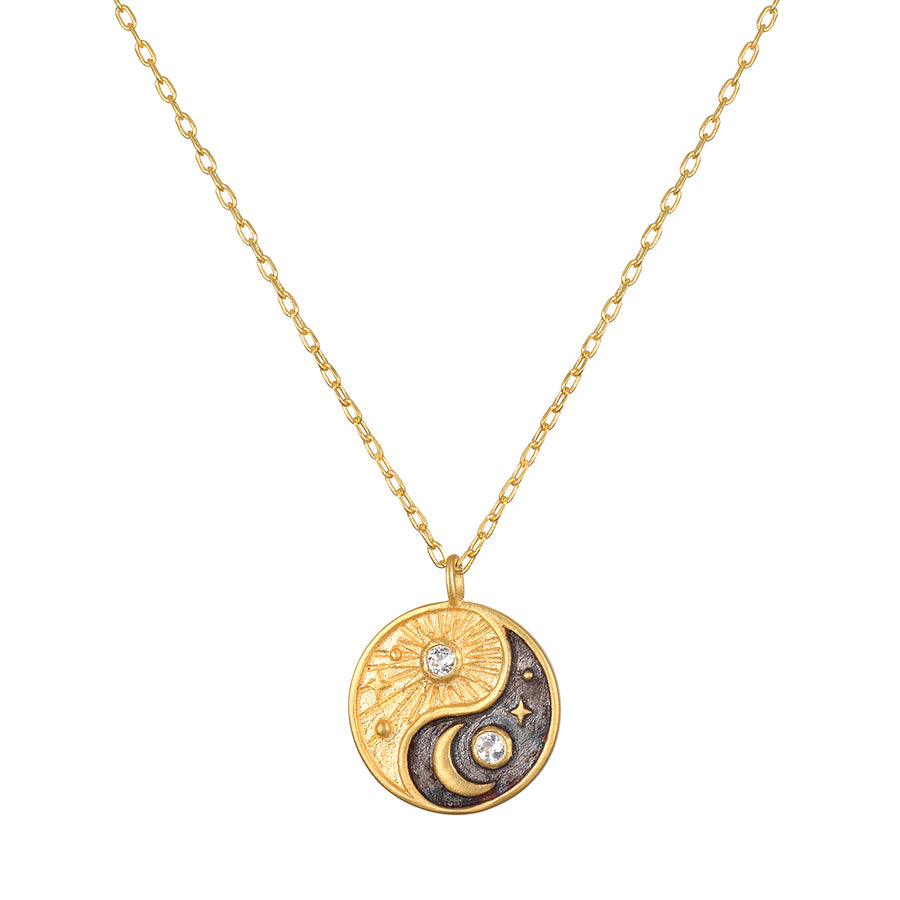 Celestial Balance Yin Yang White Topaz Necklace