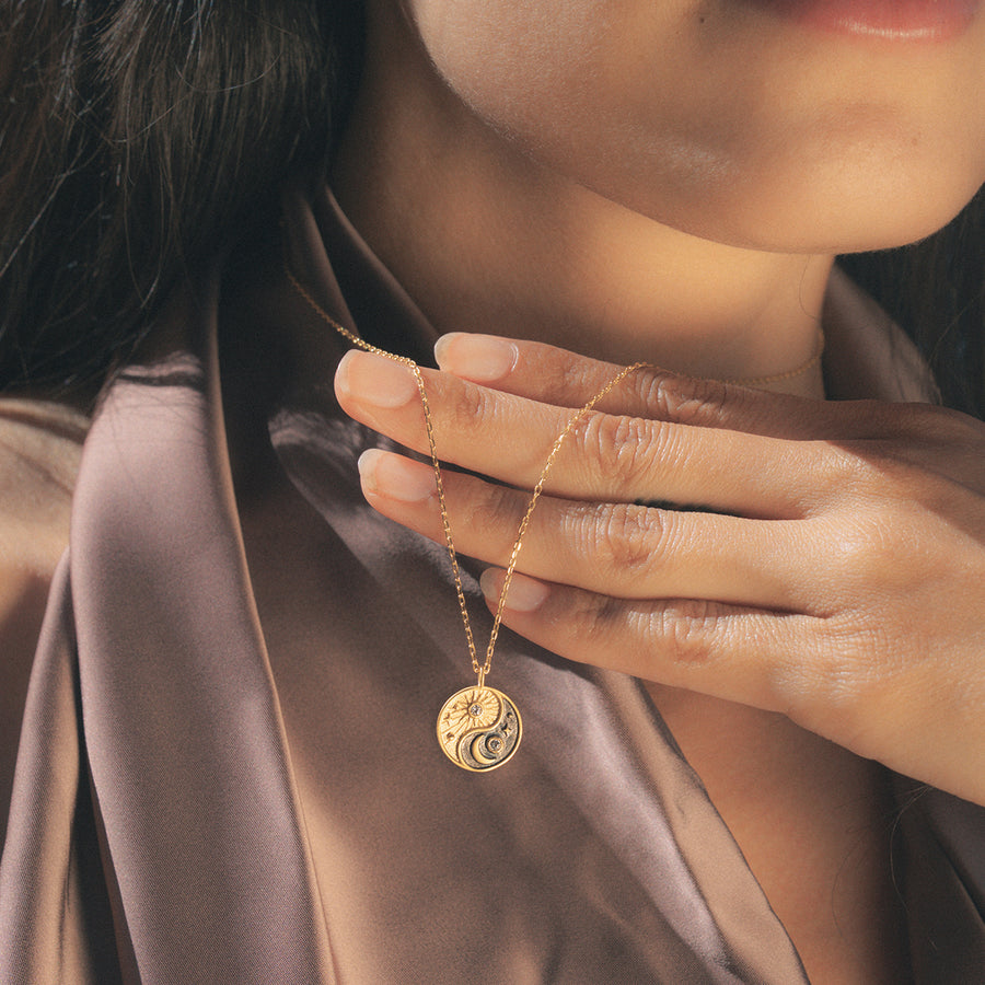 Celestial Balance Yin Yang White Topaz Necklace