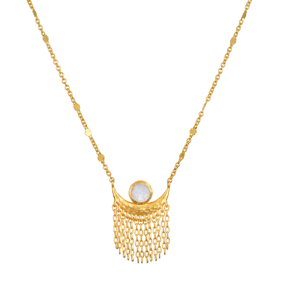 Cascade of Starlight Moonstone Fringe Necklace