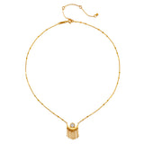 The back view of the Cascade of Starlight Moonstone Fringe Necklace, highlighting its intricate design and adjustable chain. This gold-plated spiritual jewelry is a meaningful talisman for yoga practitioners and anyone seeking the energies of the sun and moon for meditation.