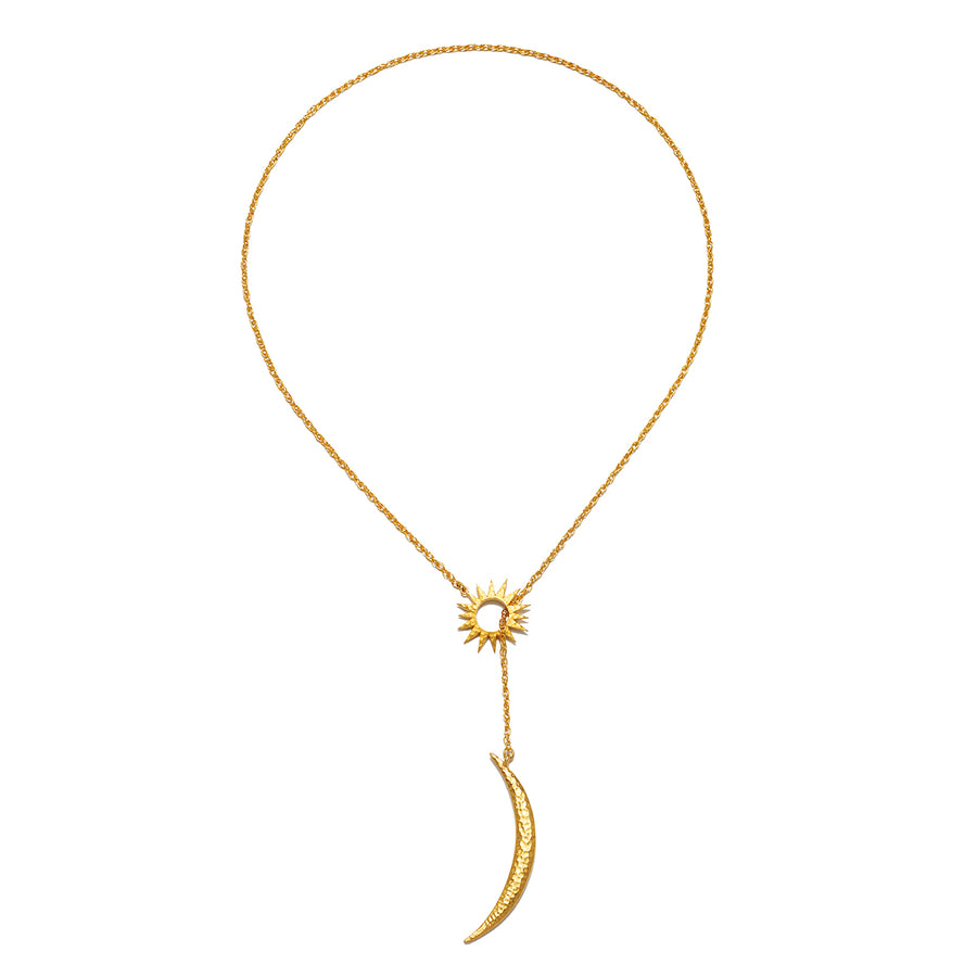 Woven Dreams Celestial Sun and Moon Lariat Necklace