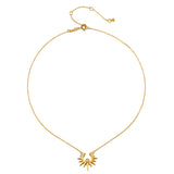 Gold-toned chain necklace with sun pendant and adjustable clasp closure.