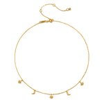 The Enchanted Journey Celestial Choker Necklace displayed on a clean background, highlighting its intricate crescent moons and suns. A stunning piece of spiritual jewelry, ideal for meditation and meaningful practices, embodying protection and the energy of the universe.