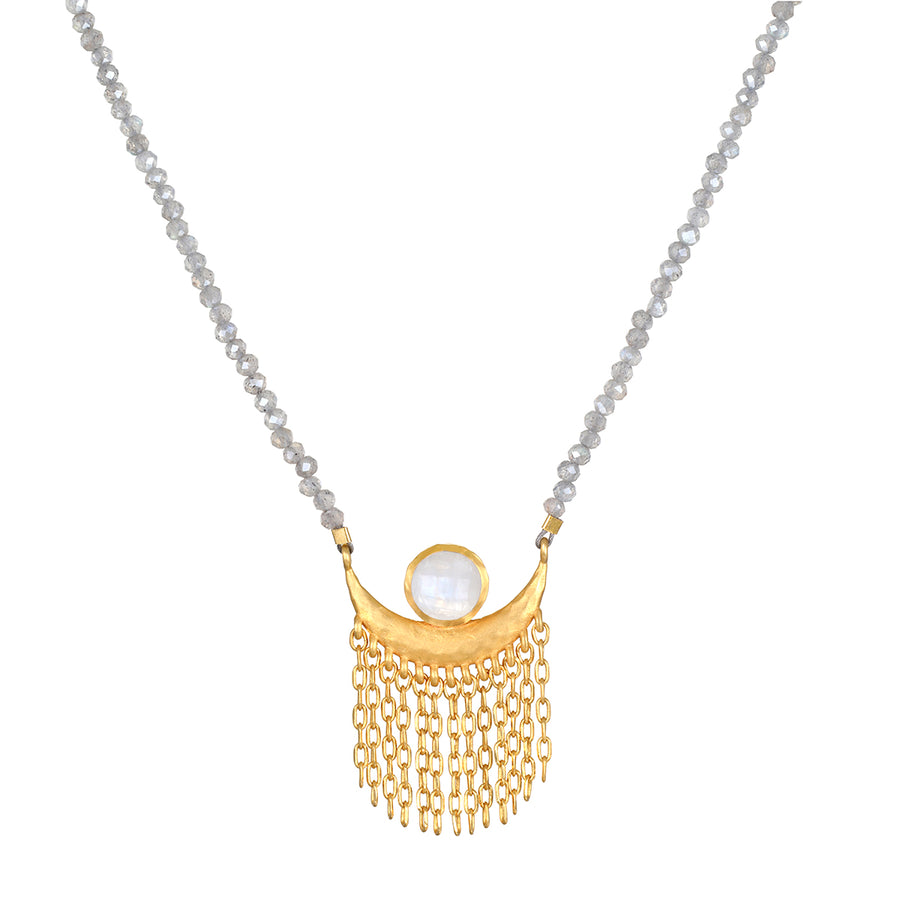 Scattering Stardust Labradorite Moon Fringe Necklace