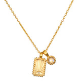 Rising Sun Moonstone Bezel Necklace