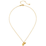 Gold-tone chain necklace with leaf-shaped pendant and lobster clasp closure.