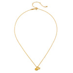 Gold-toned chain necklace with two small lotus flower pendants at the bottom and adjustable clasp closure.