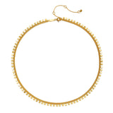The Shine a Light Coin Chain Necklace laid flat, displaying its intricate coin detail. This piece is a perfect addition to anyone's spiritual wardrobe, representing meaning and protection in meditation.