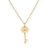 Key to My Heart White Topaz Key Necklace showcased on a delicate chain, symbolizing empowerment and new beginnings, perfect for spiritual jewelry enthusiasts and meditation practices. This talisman is ideal for those seeking meaningful manifestations in their lives, embodying the essence of protection as you explore your zodiac journey.