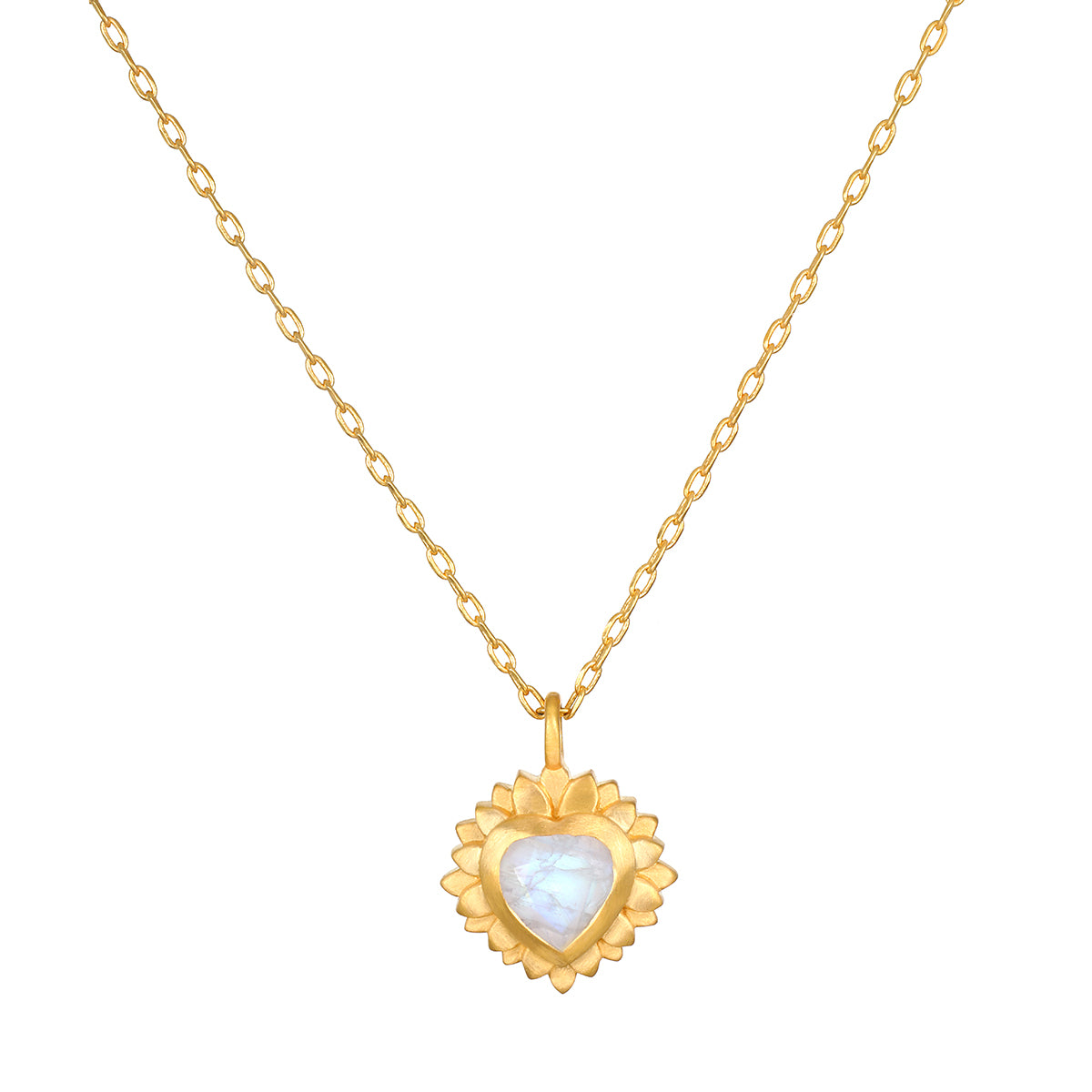 Journey to Love Moonstone Lotus Heart Necklace designed with a heart-shaped moonstone centerpiece, symbolizing love and transformation, perfect for those seeking spiritual jewelry and meditation support. Ideal talisman for manifesting love and positivity during yoga or mindfulness practices.