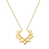 Blooming Love Lotus Petal Necklace showcasing a beautiful gold pendant with overlapping lotus petals, symbolizing new beginnings and resilience. This spiritual jewelry is perfect for meditation, serving as a talisman for protection and meaningful intention, aligning with themes of yoga and manifestation.