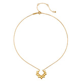 Close-up of the Blooming Love Lotus Petal Necklace, beautifully crafted with an 18k gold plate, serving as a talisman for spiritual protection and meaningful connection. Ideal for yoga enthusiasts, it embodies the sun and moon's energy, enhancing the meaning of personal and zodiac significance.