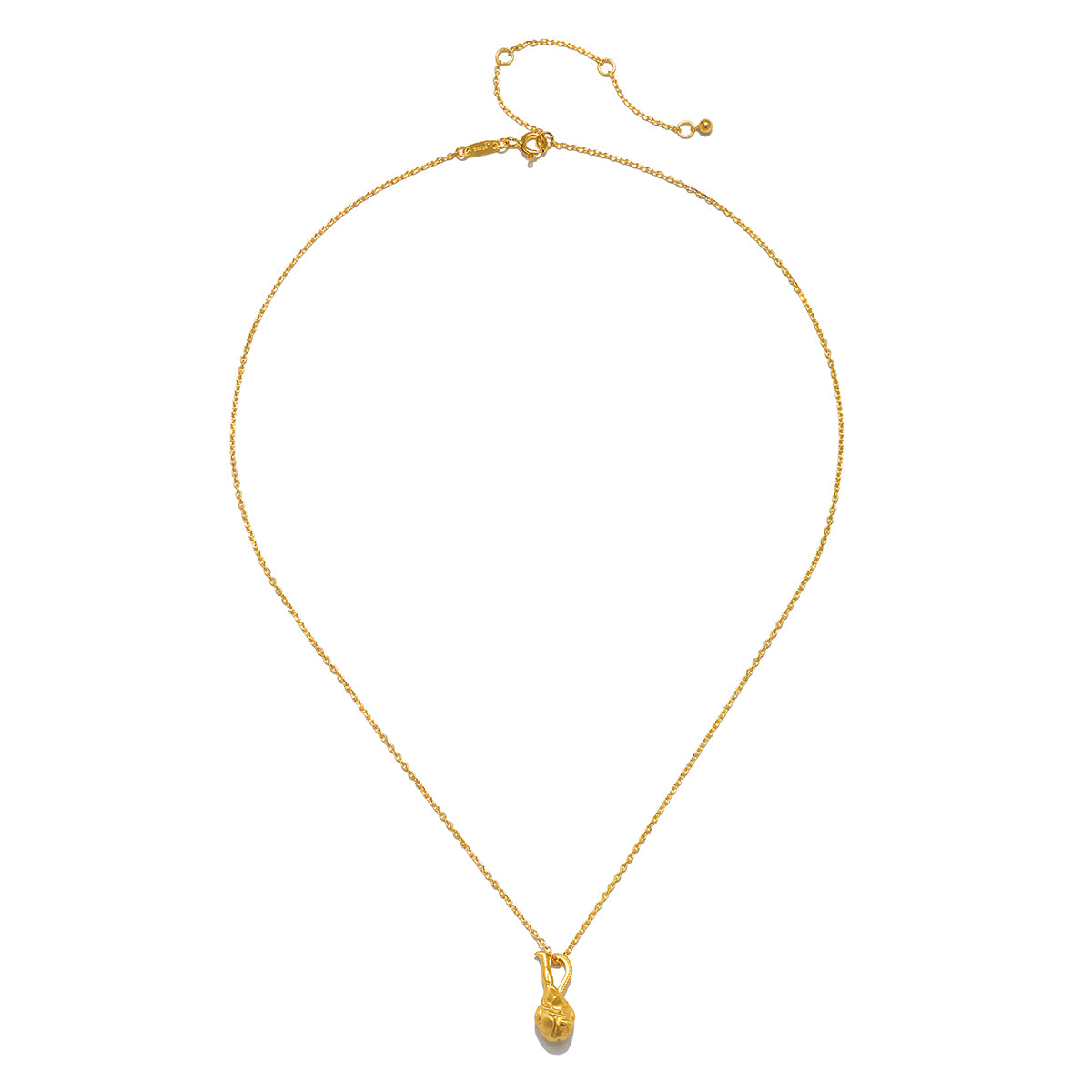 The Love Potion Lotus Vessel Necklace displayed elegantly on a plain background, highlighting its stunning gold finish and lotus design. This exquisite spiritual jewelry serves as a meaningful talisman for those interested in spirituality and meditation, ideal for enhancing one's yoga practice and personal protection through its symbolism of abundance.
