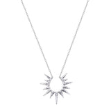 Inspiration Intention Necklace Set Silver featuring a stunning starburst pendant, symbolizing the sun's vitality and creative energy. This spiritual jewelry piece serves as a meaningful talisman for meditation and manifestation, making it perfect for yoga enthusiasts and those seeking spiritual protection and inspiration from the moon and celestial bodies.