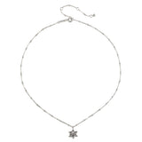 Another view of the Guiding Faith Silver Star of David Necklace, highlighting its delicate chain design. This spiritual piece is more than just jewelry; it represents hope and protection, making it an ideal companion for meditation and reflection on the sun and moon energies in one's life.