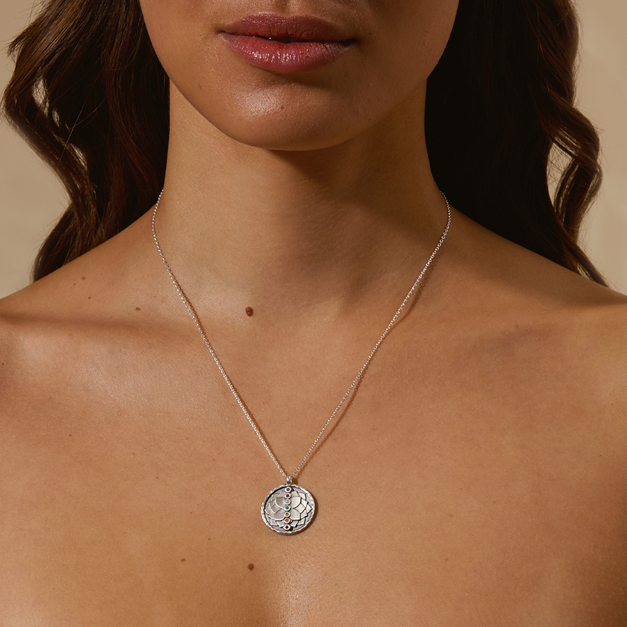 Divine Alignment Gemstone Chakra Silver Necklace