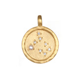 Zodiac Coin Charm embellished with a soothing pearl, representing innocence and beauty, a meaningful addition to any spiritual jewelry collection for manifestation and protection.