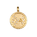 Zodiac Coin Charm with a yellow gemstone, radiating joy and clarity, perfect as a spiritual jewelry piece. This meaningful talisman enhances zodiac energies during meditation, guiding manifestation and providing protection in yoga.