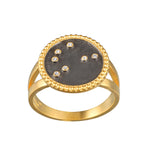 Shine in Sisterhood Constellation Ring featuring a gold plated design with pyrite stars, embodying spiritual jewelry concepts like meditation and manifestation, ideal for zodiac enthusiasts.