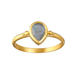 Inner Knowing Labradorite Pear Ring showcased in elegant design, representing spiritual jewelry for intuition and meditation, perfect for zodiac enthusiasts and meaningful manifestations.