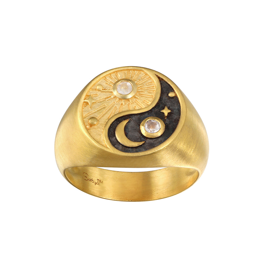 Celestial Balance Yin Yang White Topaz Ring