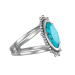 Nurture Your Voice Turquoise Silver Ring, crafted in sterling silver with a bold 14mm faceted round turquoise stone, symbolizes health, intuition, and self-expression. This piece of spiritual jewelry serves as a meaningful talisman for meditation and manifestation, perfect for yoga enthusiasts and zodiac lovers seeking deeper meaning and protection in their lives.