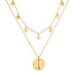 Intention of Balance Necklace Set featuring a layered design with chakra symbols and healing gemstones, ideal for meditation and spiritual practices. This beautiful spiritual jewelry serves as a talisman for balance and manifestation, enhancing your yoga experience with its meaningful representation of harmony and protection.