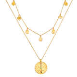 Intention of Balance Necklace Set featuring a layered design with chakra symbols and healing gemstones, ideal for meditation and spiritual practices. This beautiful spiritual jewelry serves as a talisman for balance and manifestation, enhancing your yoga experience with its meaningful representation of harmony and protection.
