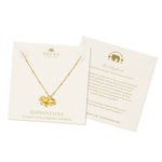 The packaging for the Elephant Love Gold Necklace, highlighting its support for the Save Elephant Foundation, serves as a meaningful charm representing wisdom and protection in your spiritual journey.