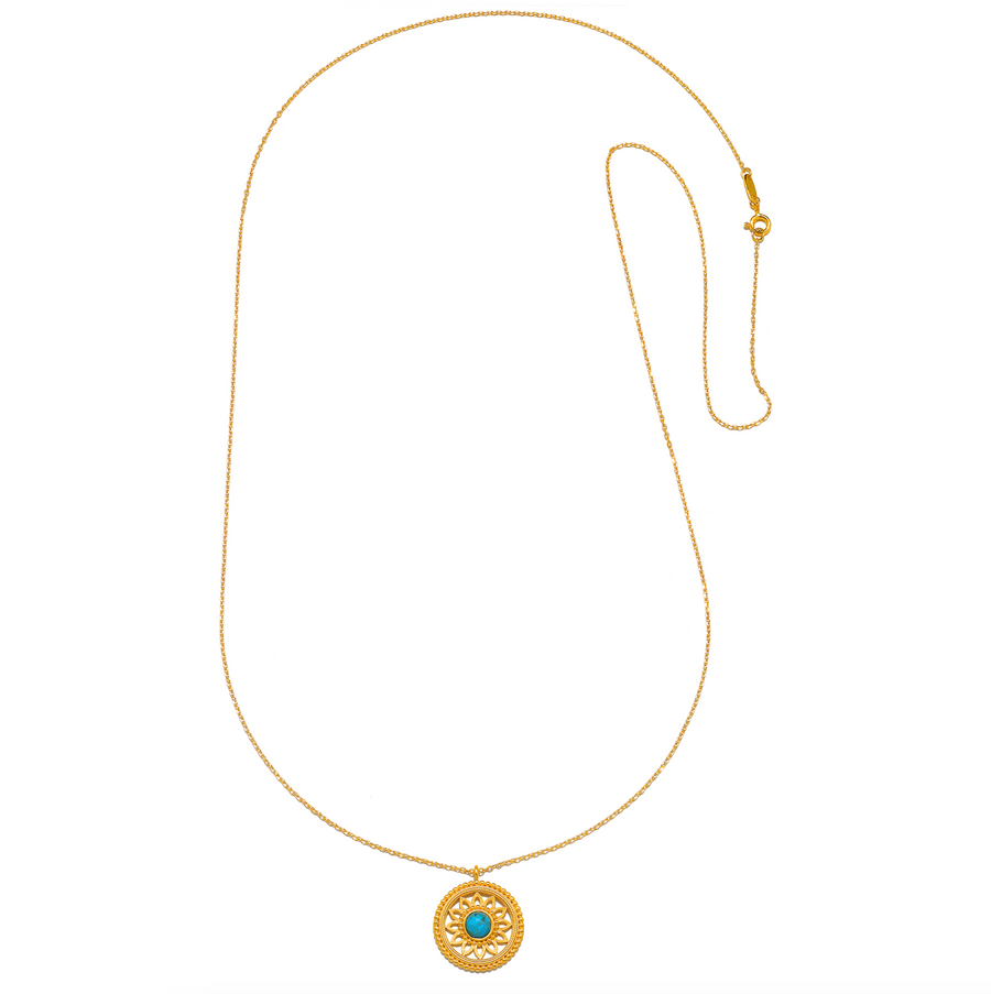 Nurture Intuition Turquoise Mandala Necklace 32"