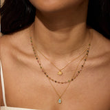 Transformed by Love Tourmaline Agate Lotus Triple Necklace