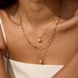 Transformed by Love Tourmaline Agate Lotus Triple Necklace