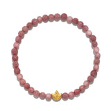 Healing Journey Rhodonite Stretch Bracelet featuring beautifully faceted rhodonite beads with a golden lotus flower accent, symbolizing new beginnings and spiritual growth. Ideal for meditation, this piece serves as a meaningful talisman for protection and manifestation, connecting the wearer to their inner journey and enhancing their yoga practice.