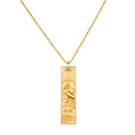 The Story of Aries Zodiac Necklace, featuring a beautifully designed pendant with the Aries symbol, expertly crafted from 18kt gold plating. This spiritual jewelry piece embodies meaning, protection, and is perfect for meditation, manifestation, and yoga practices.