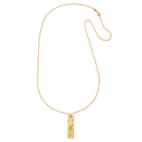 Story of Leo Zodiac Necklace displayed elegantly, showcasing its adjustable chain and 18kt gold plated pendant. This meaningful spiritual jewelry reflects the energy of the zodiac, ideal for meditation and wearing during yoga practices. A perfect talisman for Leo, emphasizing the essence of sun and moon symbolism.