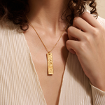A model wearing the Story of Libra Zodiac Necklace, highlighting its beauty and connection to spirituality. This piece serves as a protection talisman for those interested in astrology, reinforcing intentions for manifestation and reflecting the essence of sun and moon energies.