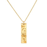 Story of Virgo Zodiac Necklace featuring an 18kt gold plated pendant with a design symbolizing the Virgo Maiden, complemented by a shimmering white topaz, perfect for spiritual jewelry and meditation. This zodiac talisman embodies protection and meaning, ideal for yoga enthusiasts and those seeking manifestation.