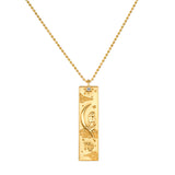 Story of Virgo Zodiac Necklace featuring an 18kt gold plated pendant with a design symbolizing the Virgo Maiden, complemented by a shimmering white topaz, perfect for spiritual jewelry and meditation. This zodiac talisman embodies protection and meaning, ideal for yoga enthusiasts and those seeking manifestation.