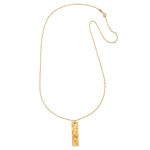 Close-up view of the Story of Virgo Zodiac Necklace highlighting its elegant gold plating and intricate Virgo symbol design. This spiritual jewelry is not just a fashion statement; it’s a talisman for meditation and meaning, celebrating the zodiac's influence on personal growth and awareness, perfect for yoga enthusiasts and those seeking spiritual protection.