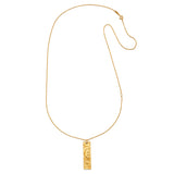 Close-up view of the Story of Virgo Zodiac Necklace highlighting its elegant gold plating and intricate Virgo symbol design. This spiritual jewelry is not just a fashion statement; it’s a talisman for meditation and meaning, celebrating the zodiac's influence on personal growth and awareness, perfect for yoga enthusiasts and those seeking spiritual protection.