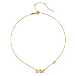 The Aries Courage Zodiac Script Necklace, displayed in a simple yet elegant manner, ideal for those seeking spiritual jewelry. This piece embodies the essence of zodiac energy with a focus on manifestation and meaningful intentions.