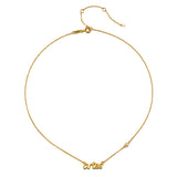 The Aries Courage Zodiac Script Necklace, displayed in a simple yet elegant manner, ideal for those seeking spiritual jewelry. This piece embodies the essence of zodiac energy with a focus on manifestation and meaningful intentions.