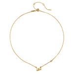 Close-up view of the Leo Radiance Zodiac Script Necklace highlighting its delicate design and adjustable length, a beautiful piece of spiritual jewelry that embodies the essence of the sun sign Leo, perfect for meditation and personal expression.