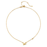 Close-up view of the Leo Radiance Zodiac Script Necklace highlighting its delicate design and adjustable length, a beautiful piece of spiritual jewelry that embodies the essence of the sun sign Leo, perfect for meditation and personal expression.